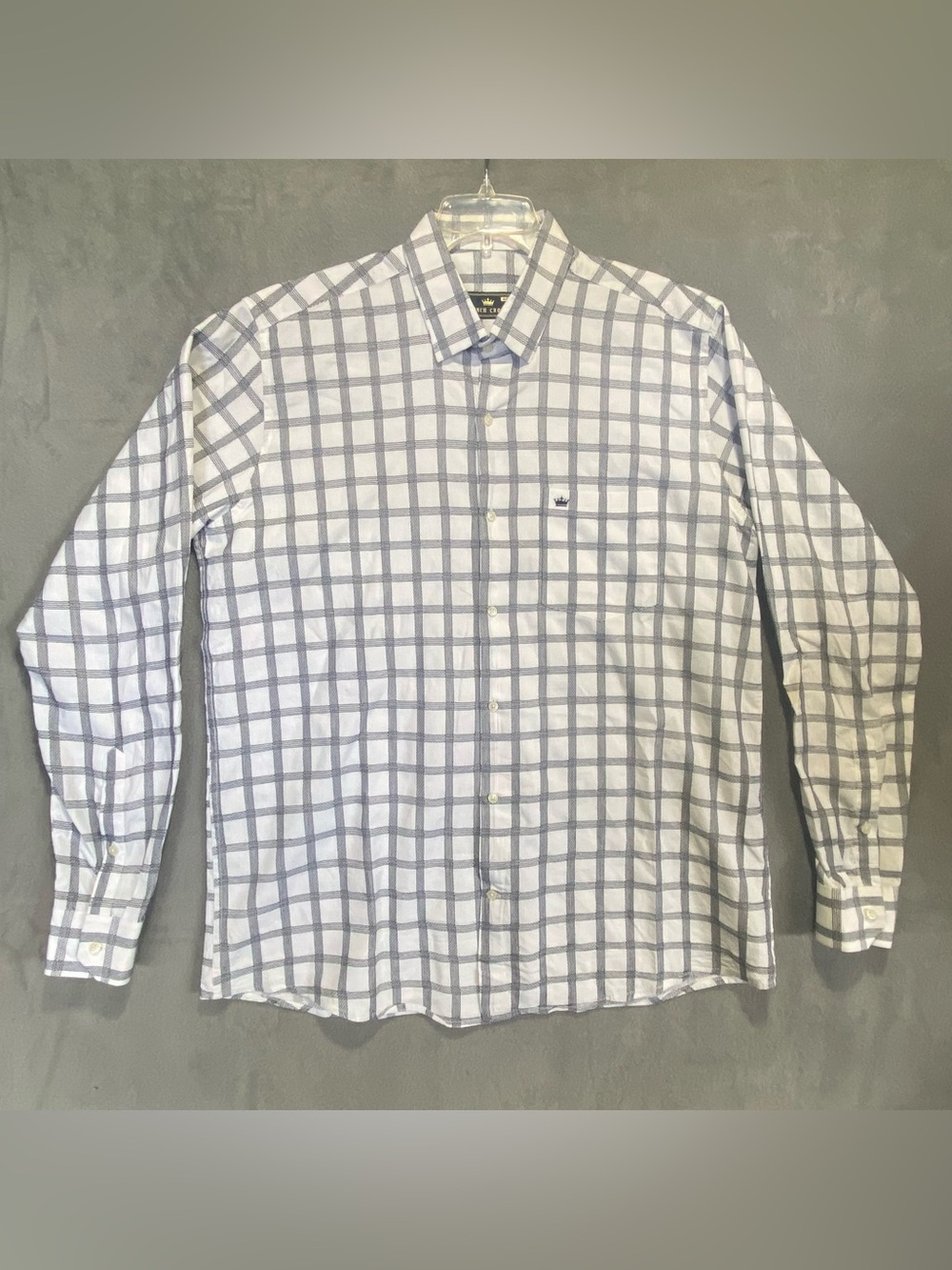 Men's XL French Crown Black & White Long Sleeve Button Down Shirt